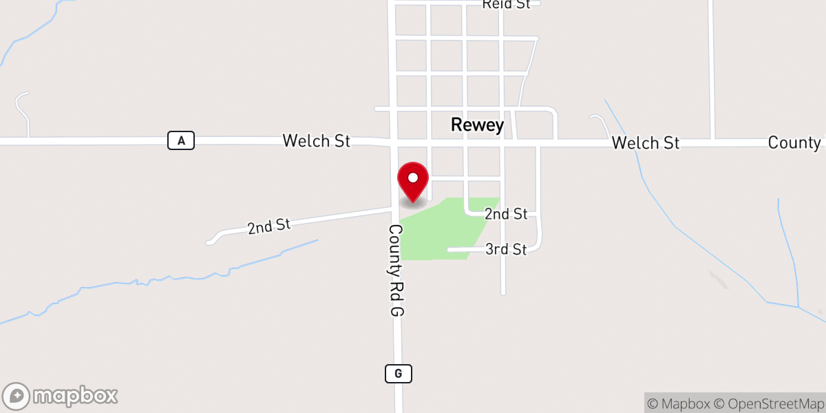 Map showing location of Village of Rewey