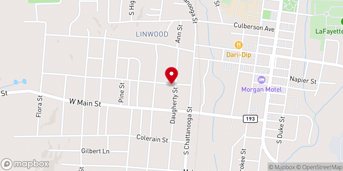 Map showing location of La Fayette First Church of God
