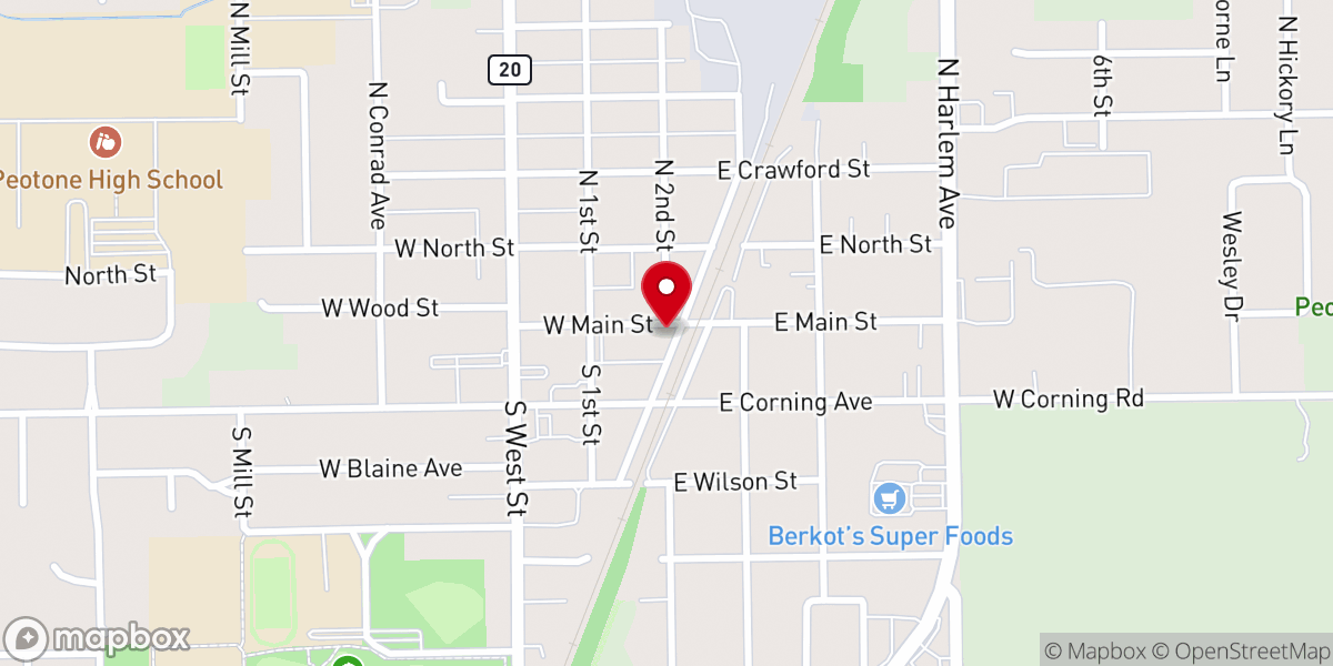 Map showing location of Peotone Chamber of Commerce