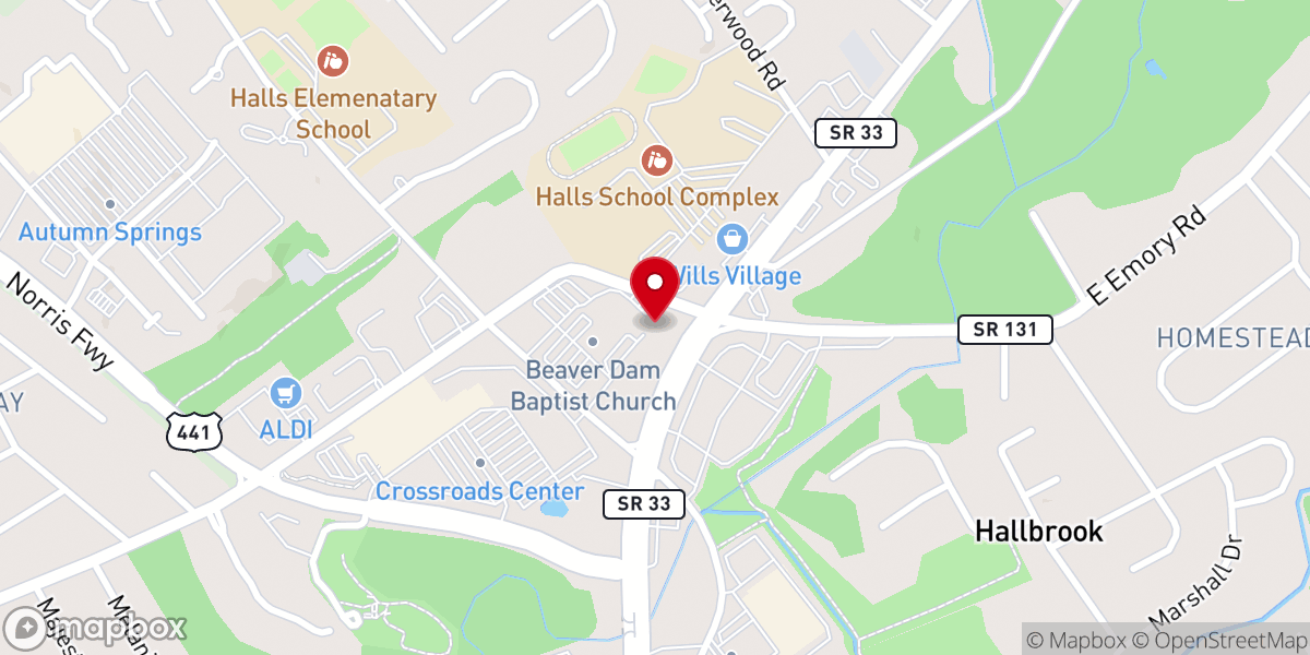 Map showing location of Beaver Dam Baptist Church