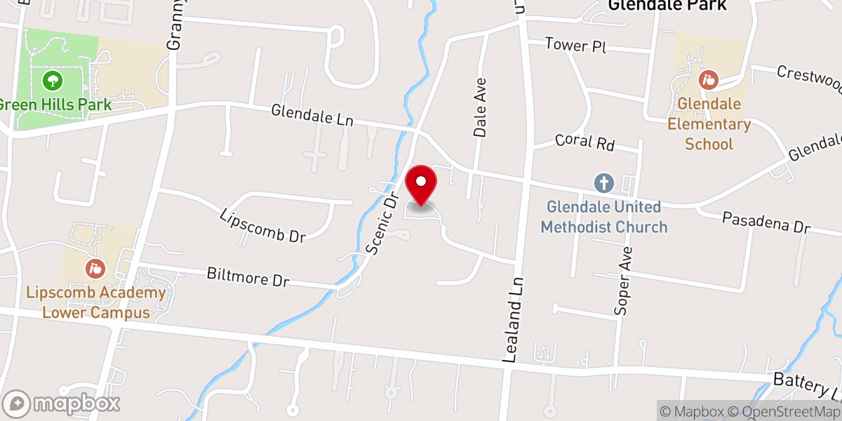 Map showing location of Glendale Baptist Church