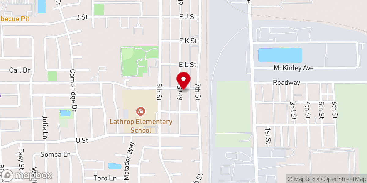 Map showing location of Lathrop Church of Christ