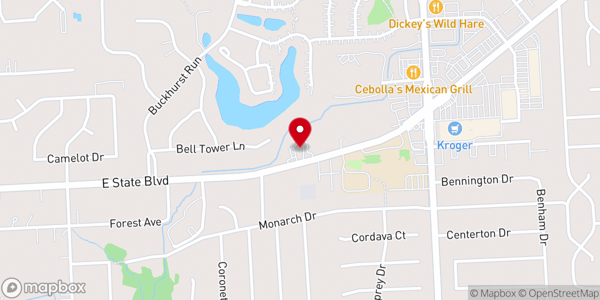 Map showing location of Hope Church of Fort Wayne