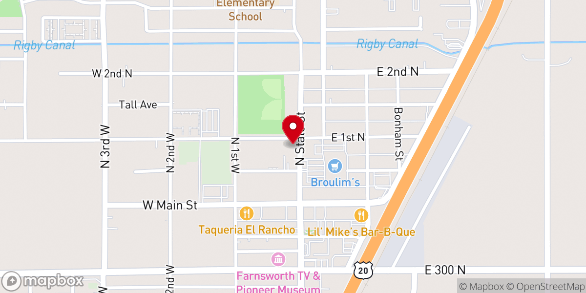 Map showing location of Rigby Community Presbyterian Church