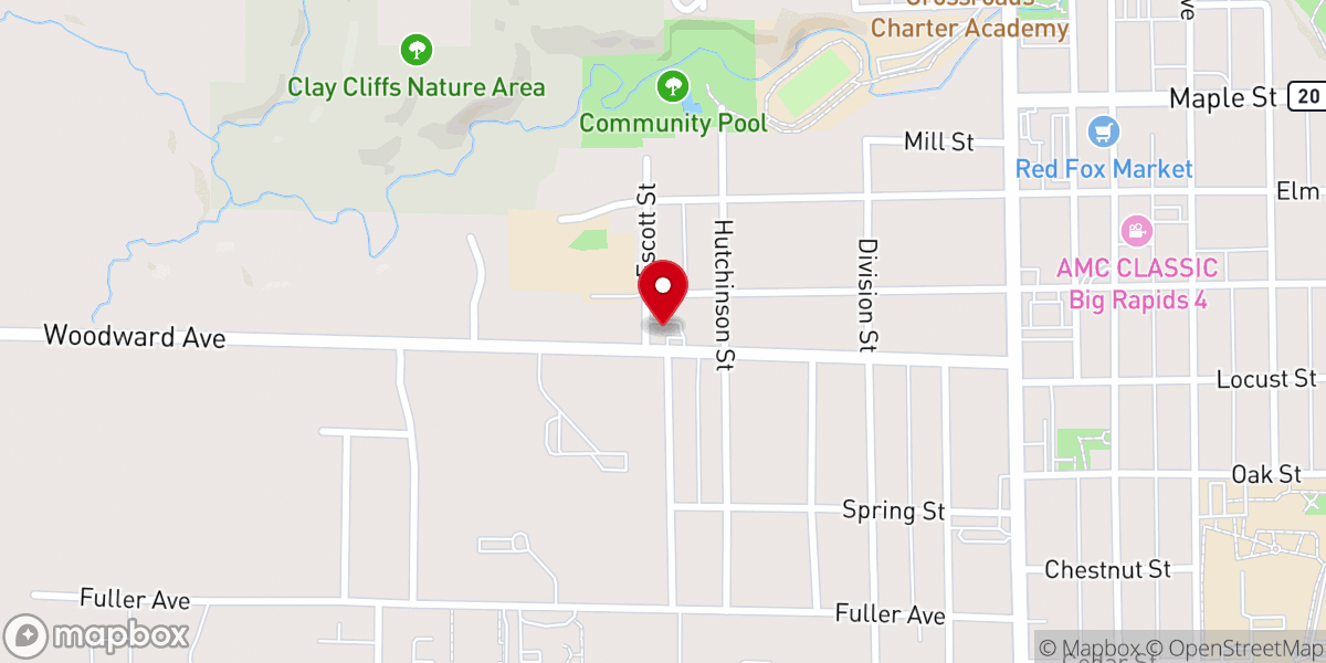 Map showing location of Church of the Nazarene