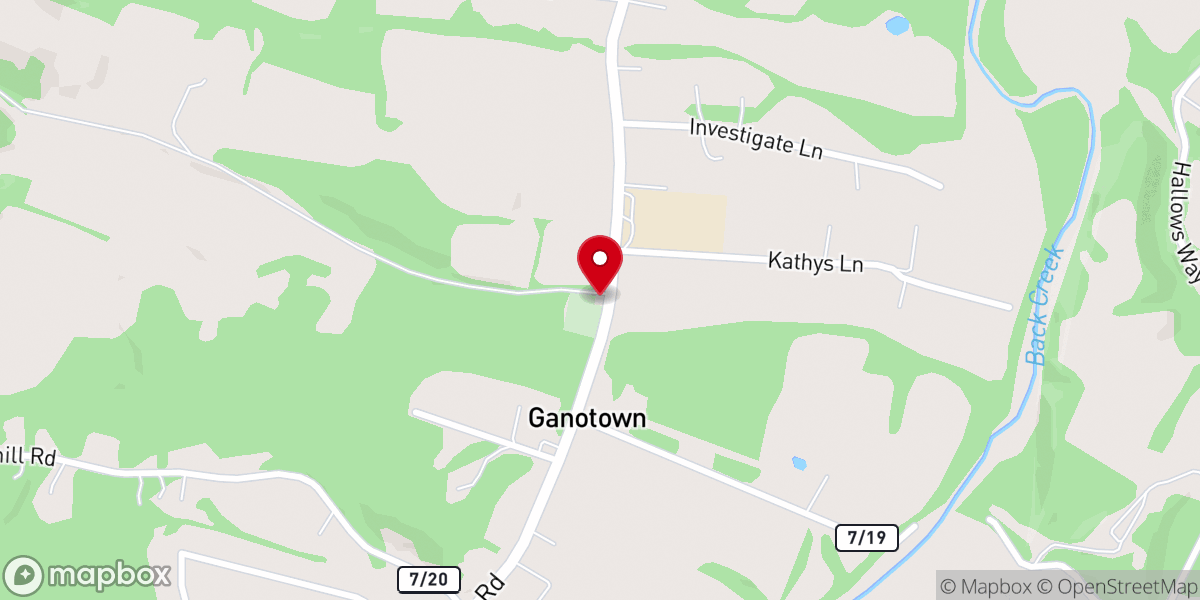 Map showing location of Ganotown Methodist Church