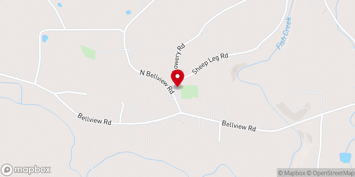 Map showing location of Bellview Church
