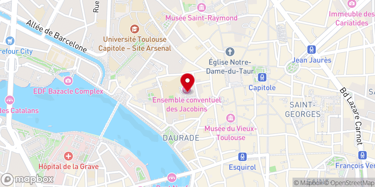 Map showing location of Reliques de saint Thomas d'Aquin