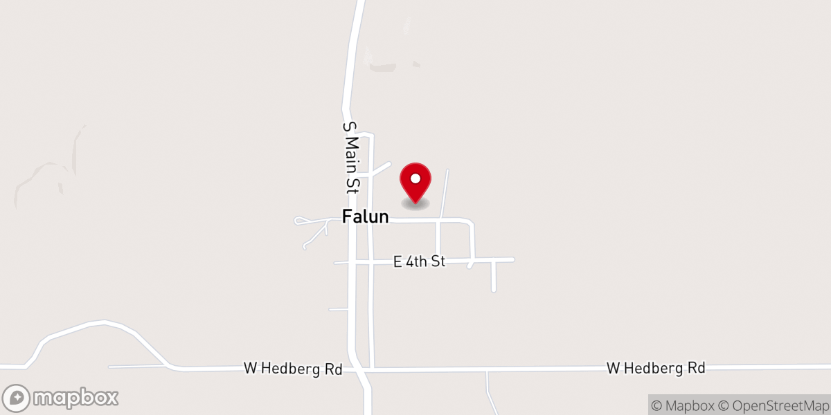 Map showing location of Falun Lutheran Church