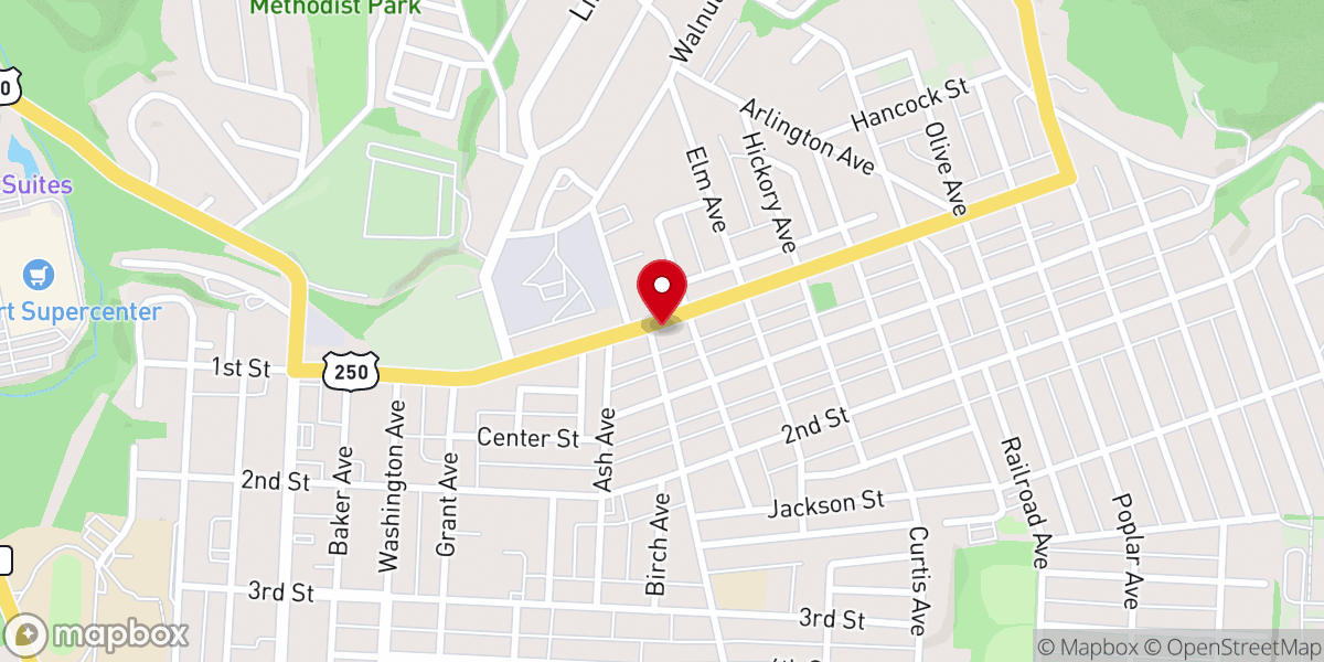 Map showing location of Calvary United Methodist Church