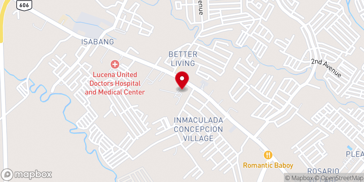 Map showing location of Sentro Pastoral of the Diocese of Lucena