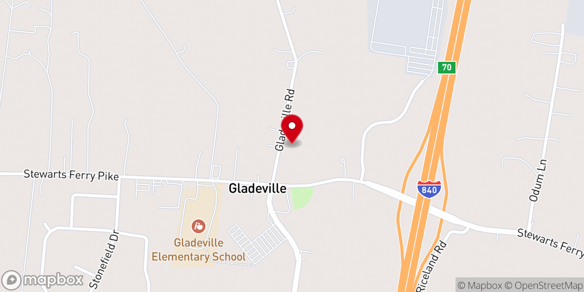 Map showing location of Gladeville Church of Christ