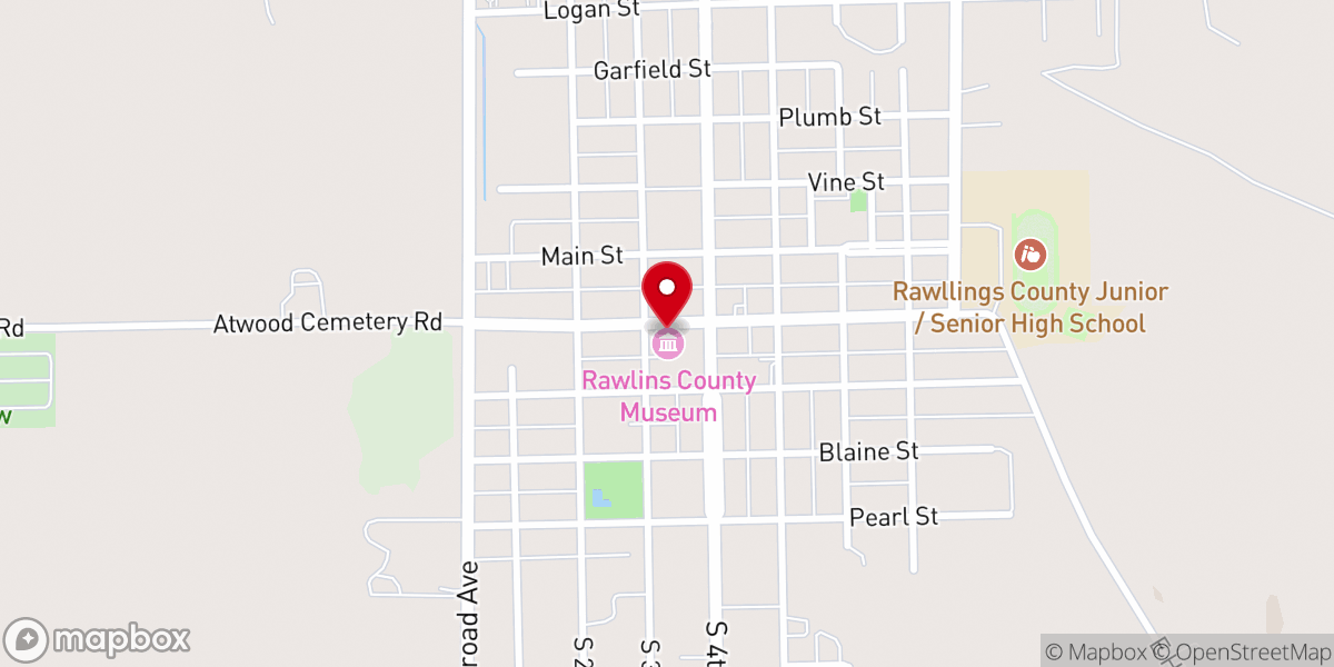 Map showing location of Rawlins County Museum
