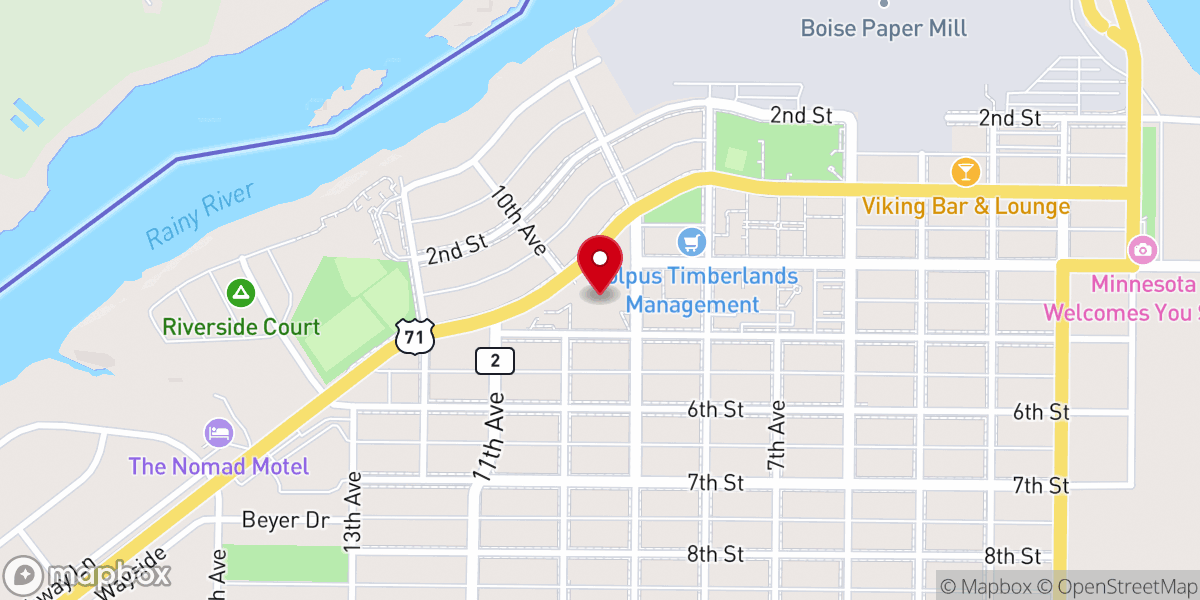 Map showing location of Backus Community Center
