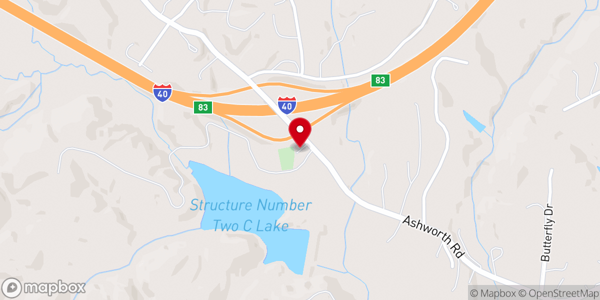 Map showing location of Ridgeway Free Will Baptist Church
