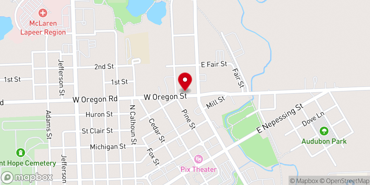 Map showing location of Grace Baptist Church of Lapeer
