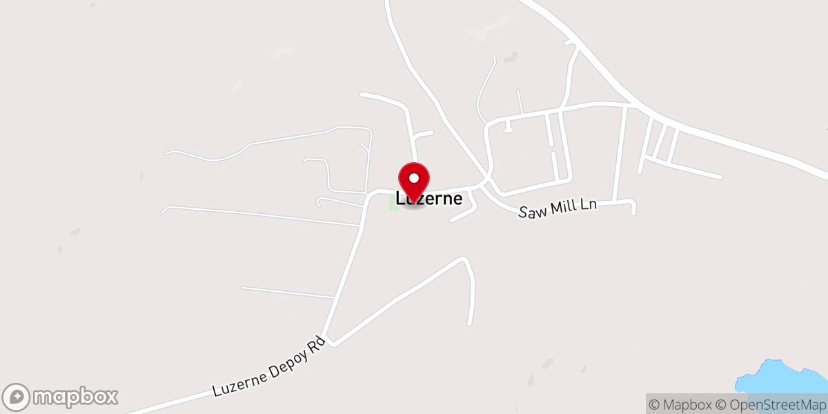 Map showing location of Luzerne General Baptist Church