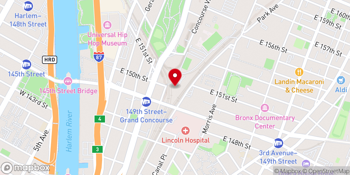 Map showing location of Metro-North - Mott Haven Junction Wye
