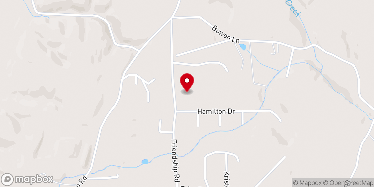 Map showing location of New Friendship Baptist Church
