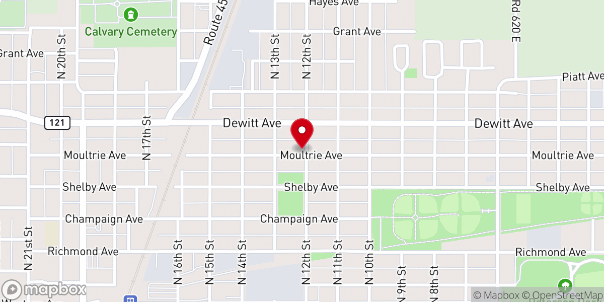 Map showing location of New Mercy Worship Center