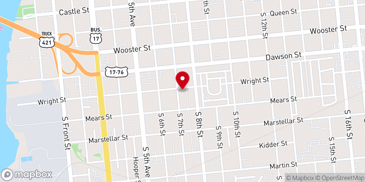 Map showing location of Mt. Olive AME Church