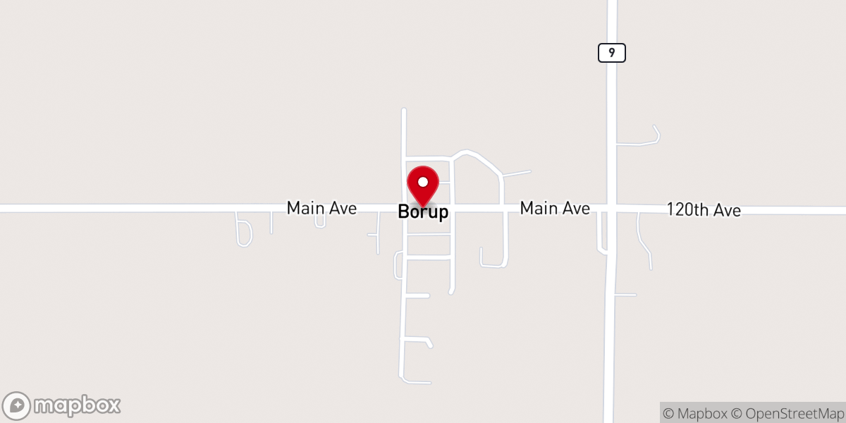 Map showing location of Borup