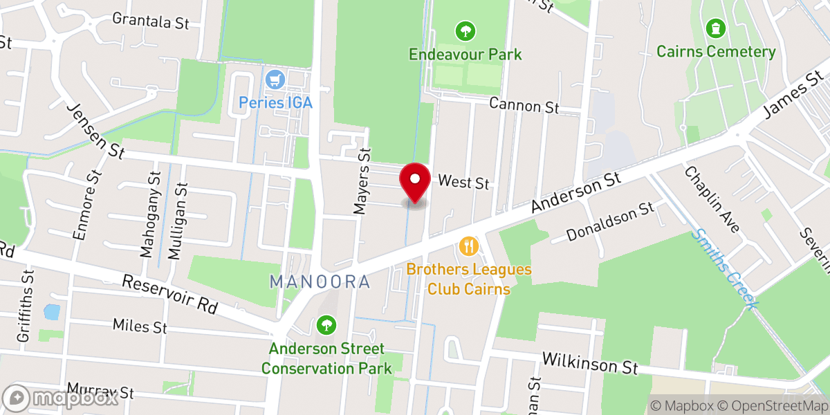 Map showing location of Potters House Church Cairns