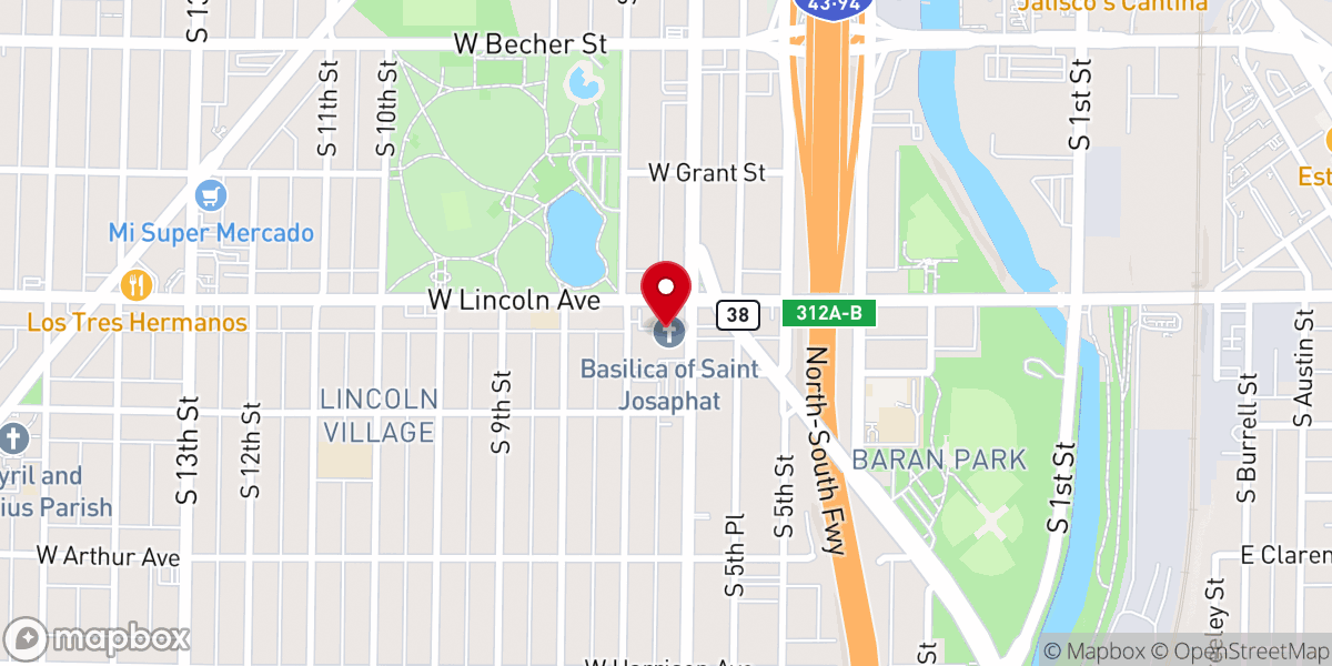 Map showing location of Basilica of Saint Josaphat
