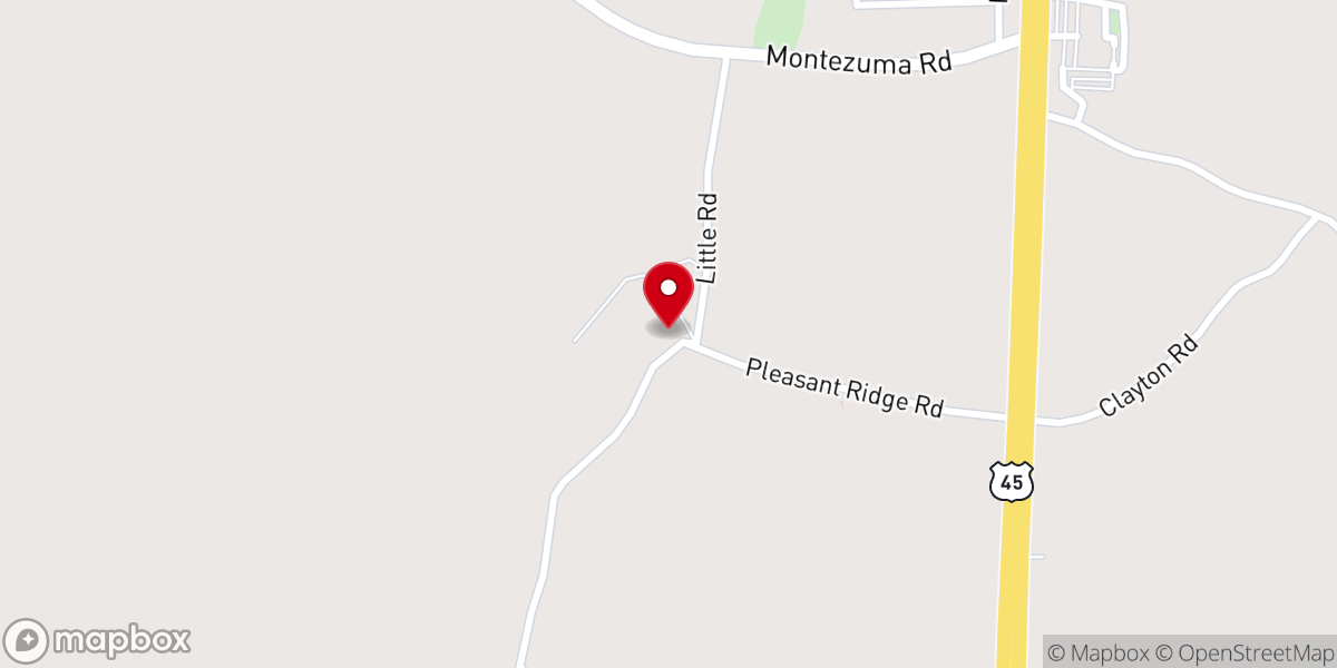 Map showing location of Pleasant Ridge Church