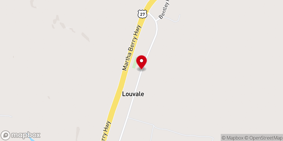 Map showing location of Louvale Church Row Historical District