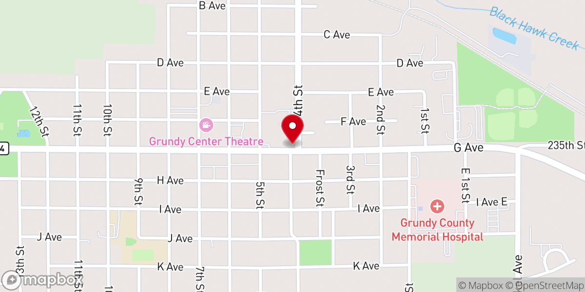 Map showing location of Grundy Center