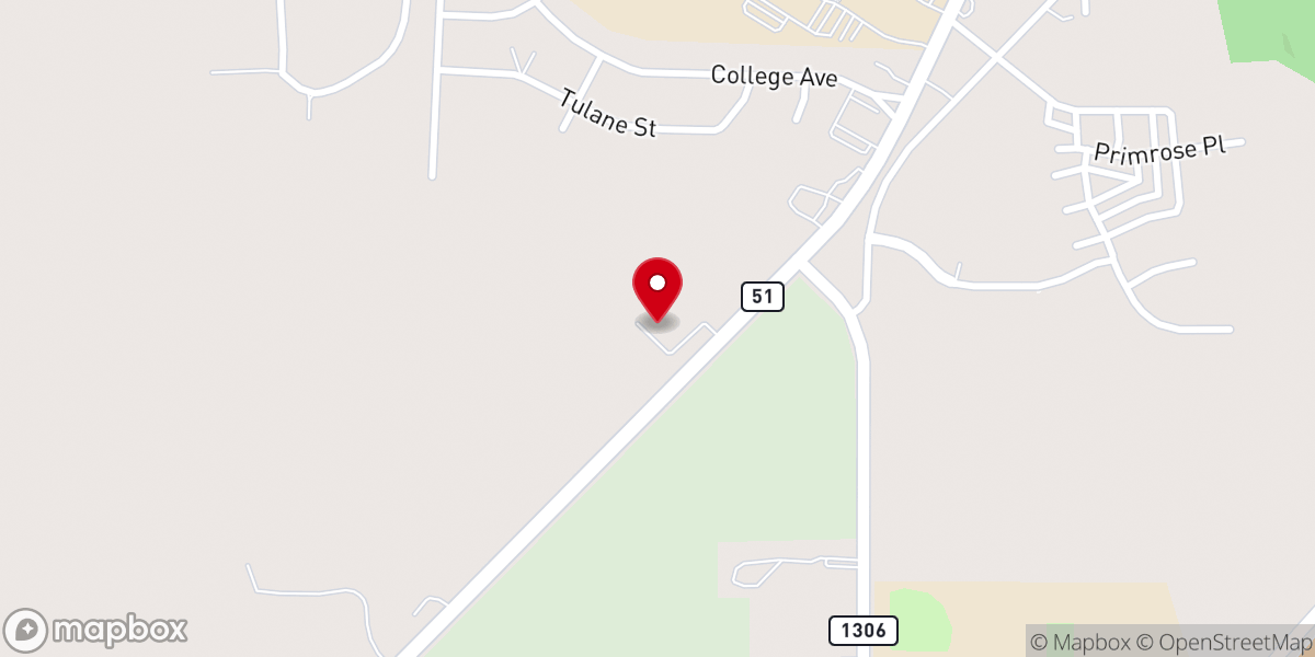 Map showing location of Crossroads Baptist Church