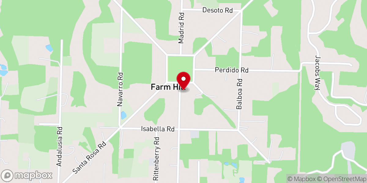 Map showing location of Farm Hill Church