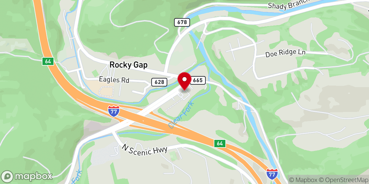 Map showing location of Rocky Gap United Methodist Church