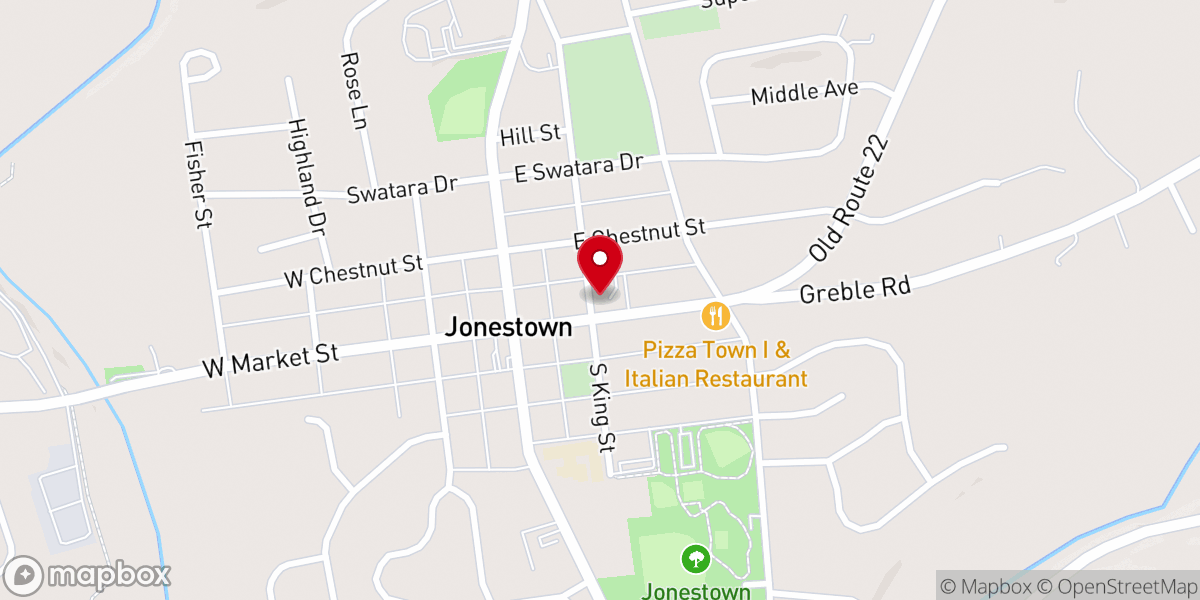 Map showing location of Zion's Lutheran Church