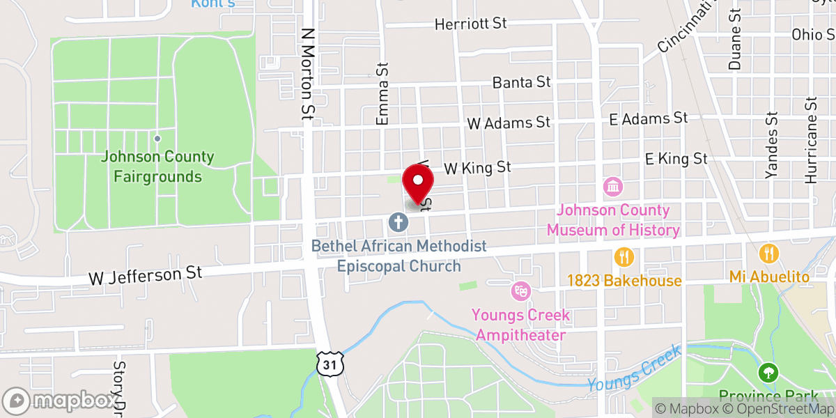 Map showing location of Second Baptist Church