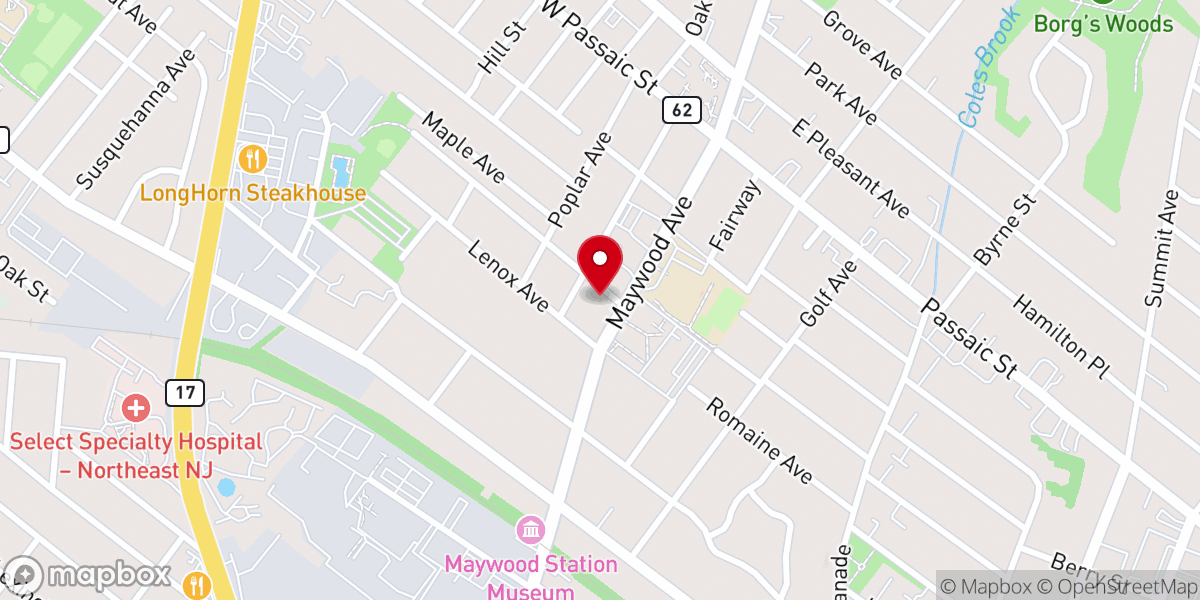 Map showing location of First Presbyterian Church of Maywood