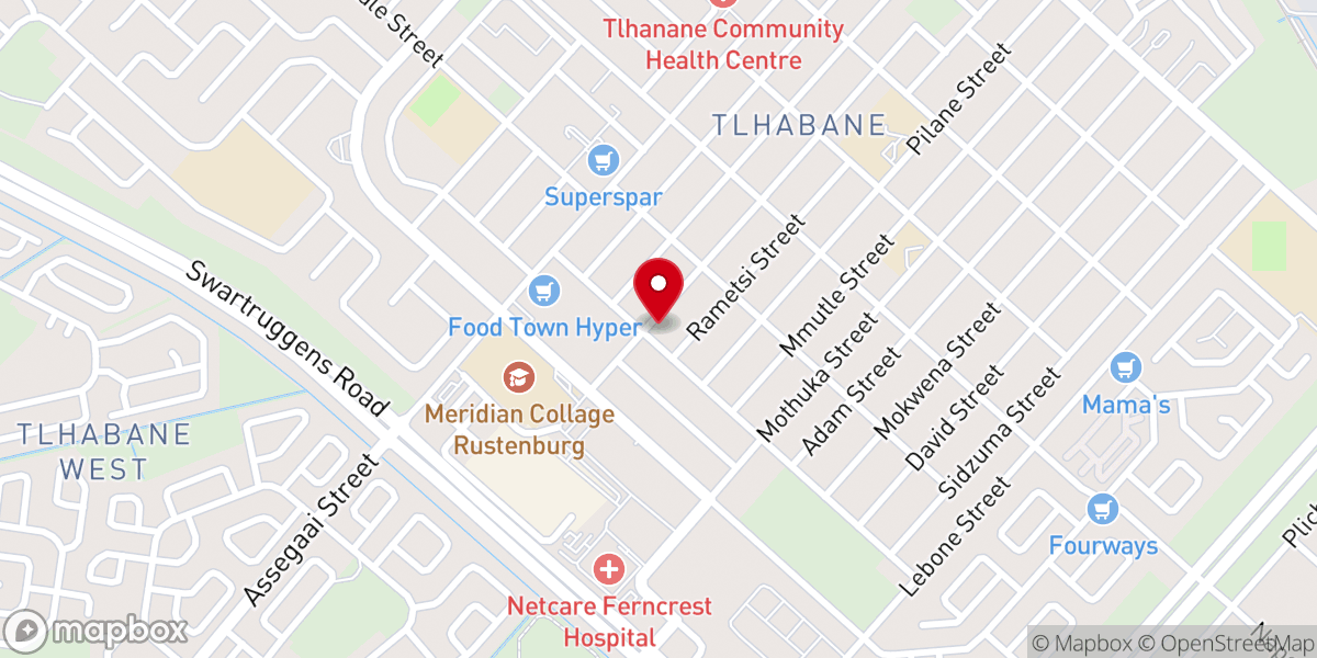 Map showing location of Nkosi Memorial AME Church