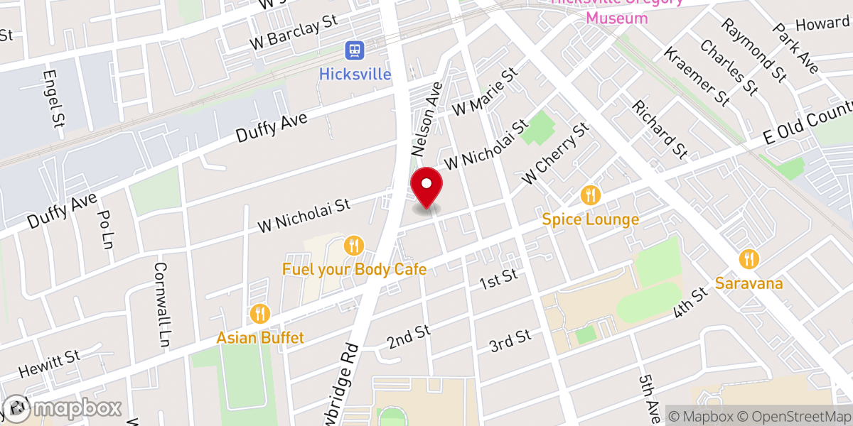 Map showing location of Hicksville United Methodist Church - Food Distribution Center