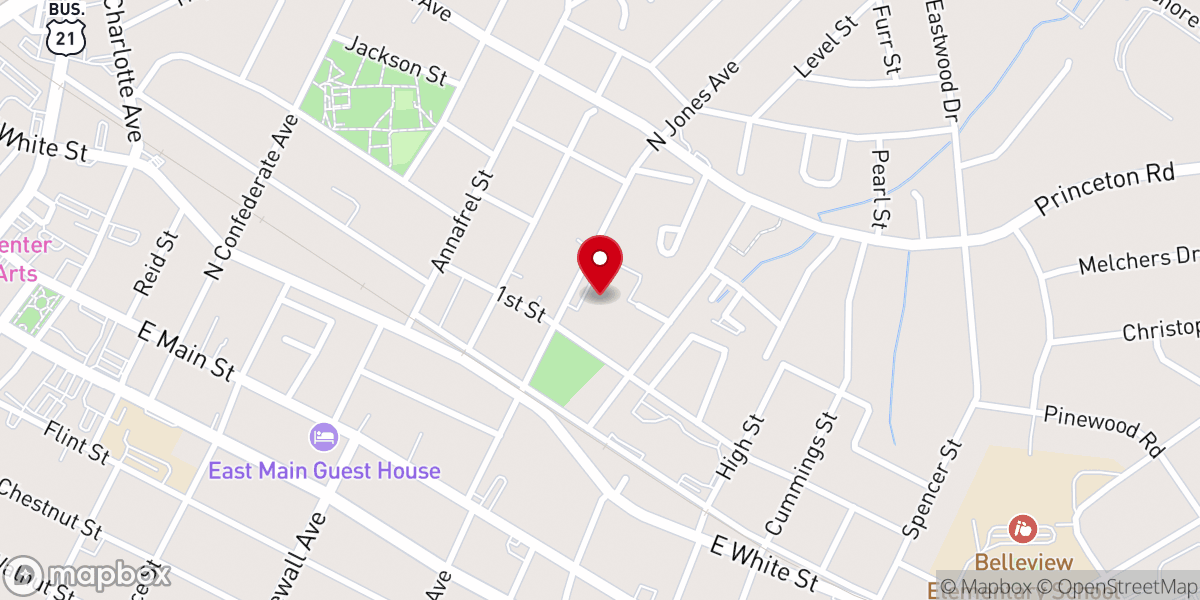 Map showing location of Eastside Baptist Church