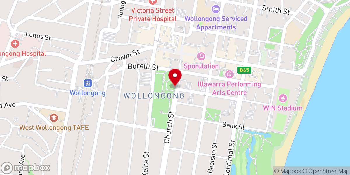 Map showing location of Wollongong Cenotaph