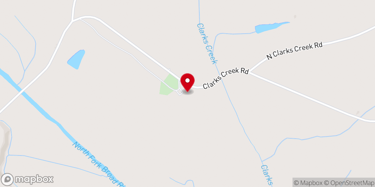 Map showing location of Clarks Creek Church