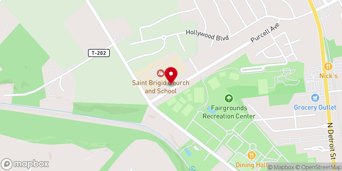Map showing location of St. Brigid Parish Office
