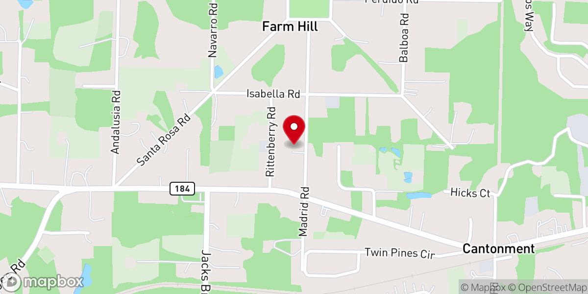 Map showing location of Farm Hill Baptist Church