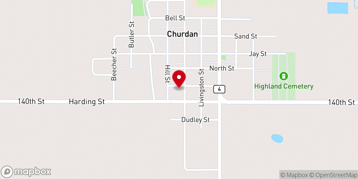 Map showing location of United Methodist Parsonage