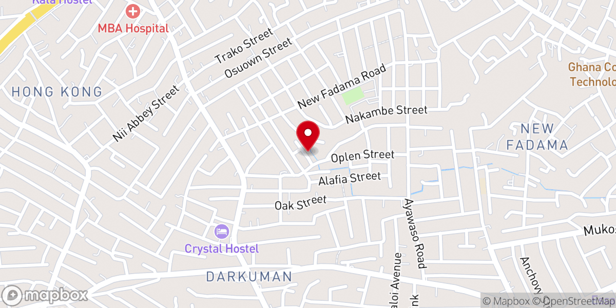 Map showing location of Evangelical Presbyterian (E.P.) Church, Ghana Darkuman