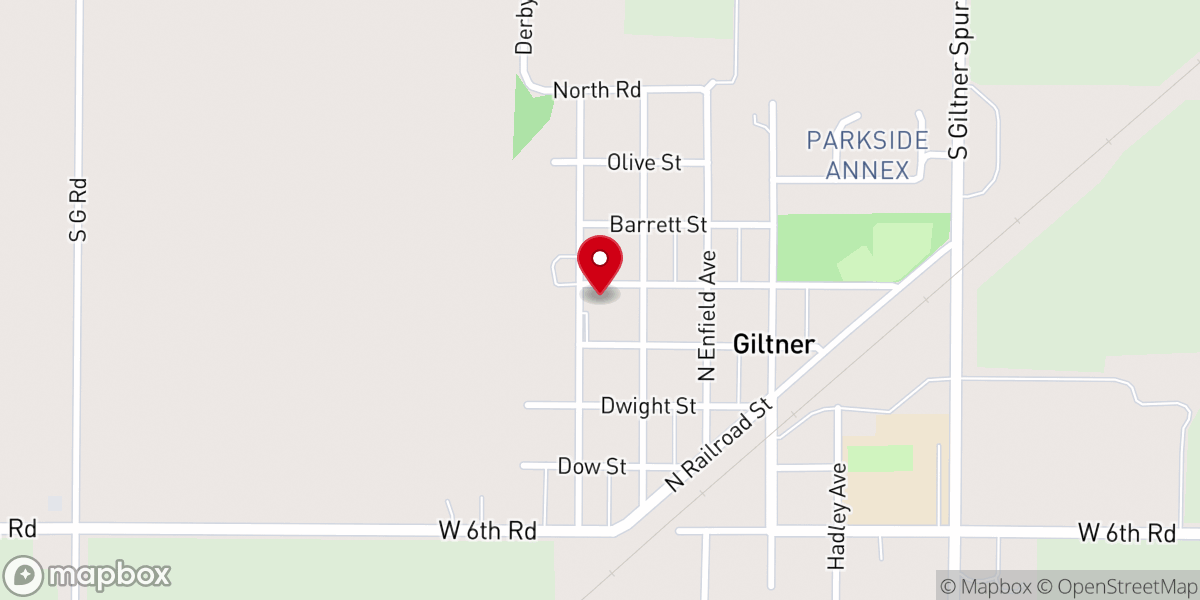 Map showing location of Giltner Global Methodist Church