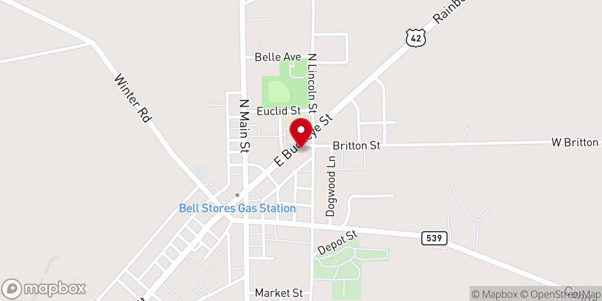 Map showing location of United Methodist Church