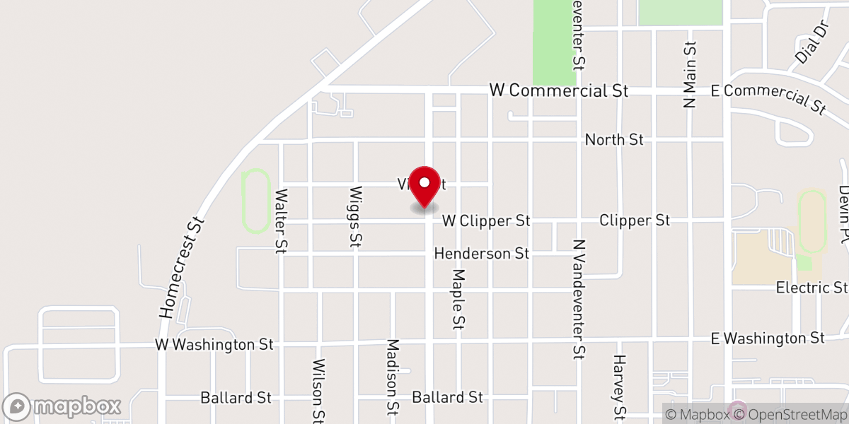 Map showing location of Emerson Street Church of God