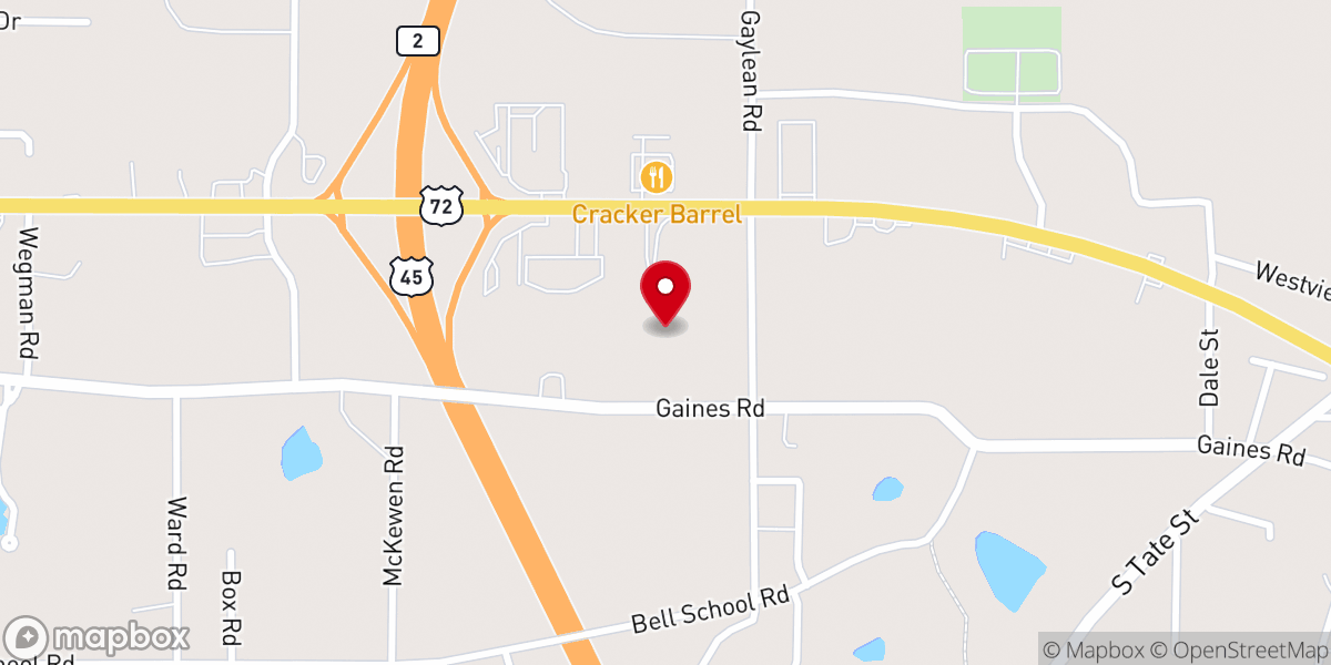 Map showing location of Gaines Chapel Global Methodist Church